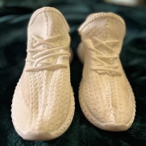 All-White Knit Tennis Shoes